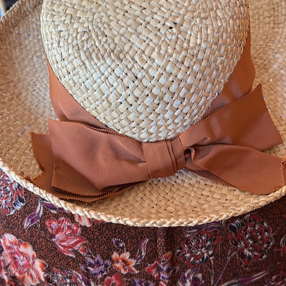 Street Smart by Bernard straw hat with rust color grosgrain ribbon band. - Picture 3 of 12